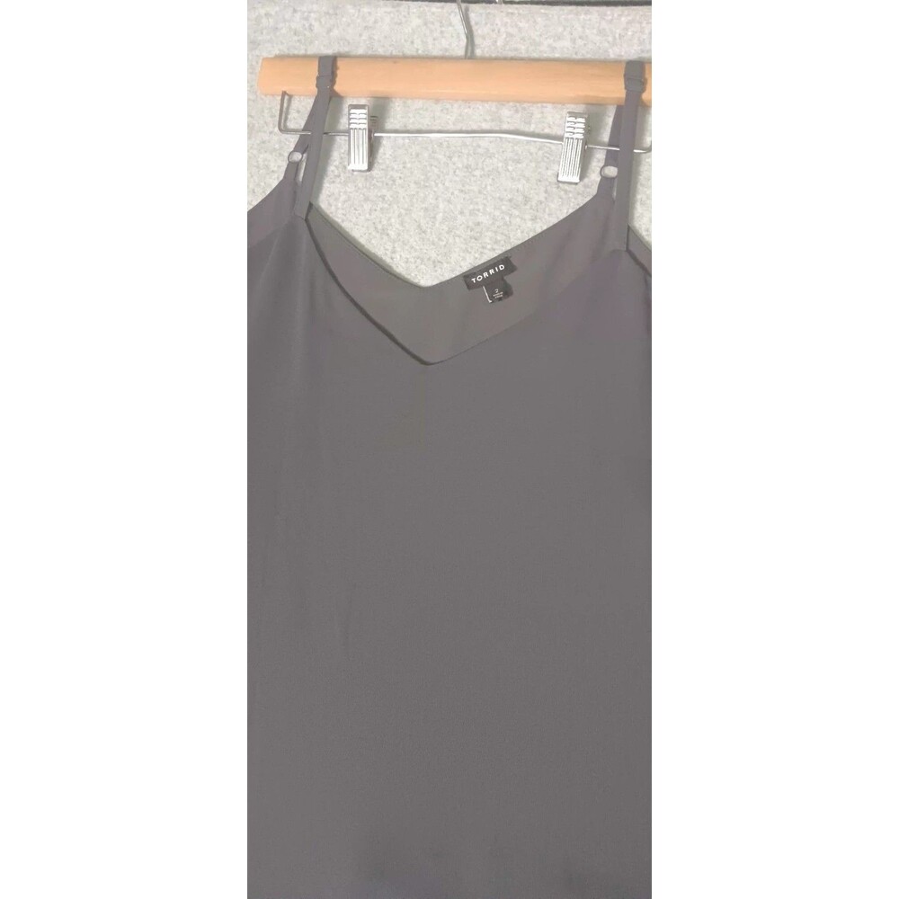 Torrid Sophie Georgette Swing Cami 2 Light Gray Layering Boho Festival Flowy - Picture 3 of 11
